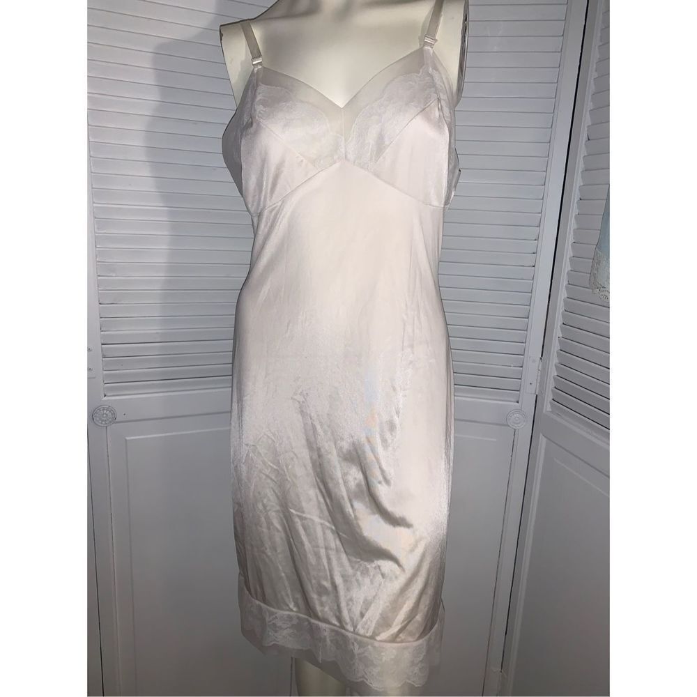 Vintage 1960s Lace Trim Chiffon Slip Dress Medium‎